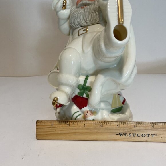 Lenox Holiday Santa Teapot Figural Porcelain Gold Accents Holly Berry Christmas - Picture 13 of 13